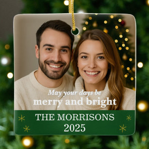 Adorno De Cerámica Elegante foto de la familia de copos de nieve verd