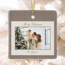 Elegante Foto de Navidad con Rayas Marrones
