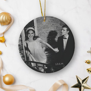 Adorno De Cerámica Elegante foto de Navidad de primer matrimonio