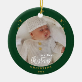 Adorno De Cerámica Elegante foto de Navidad del bebé por primera vez 