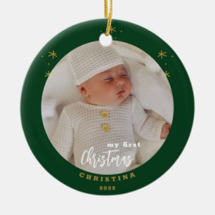 Adorno De Cerámica Elegante foto de Navidad del bebé por primera vez 