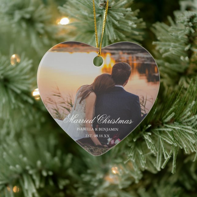 Adorno De Cerámica Elegante foto de Navidades recién casados (Árbol)