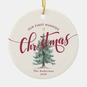 Adorno De Cerámica Elegante foto de nuestro primer árbol de Navidad c