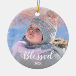 Adorno De Cerámica Elegante foto de texto bendecido por rosa purpurin