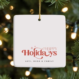 Adorno De Cerámica Elegante Foto Familiar con Letra Script Retro Navi