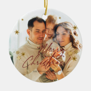 Adorno De Cerámica Elegante Foto Moderna Feliz Navidad 