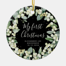 Adorno De Cerámica Elegante foto navideña del bebé de Snowberry