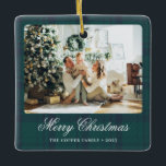 Adorno De Cerámica Elegante foto vintage de Navidad<br><div class="desc">Elegante Vintage Fotos de Navidad Ornamento cerámico</div>