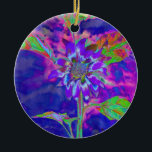 Adorno De Cerámica Elegante girasol floral púrpura<br><div class="desc">pintura romántica psicodélica morada azul acuarela girasol</div>