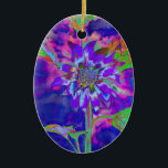Adorno De Cerámica Elegante girasol floral púrpura<br><div class="desc">pintura romántica psicodélica morada azul acuarela girasol</div>