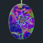 Adorno De Cerámica Elegante girasol floral púrpura<br><div class="desc">pintura romántica psicodélica morada azul acuarela girasol</div>