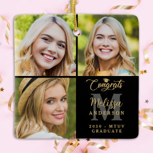 Adorno De Cerámica Elegante Graduación Personalizada 3 Collage de fot