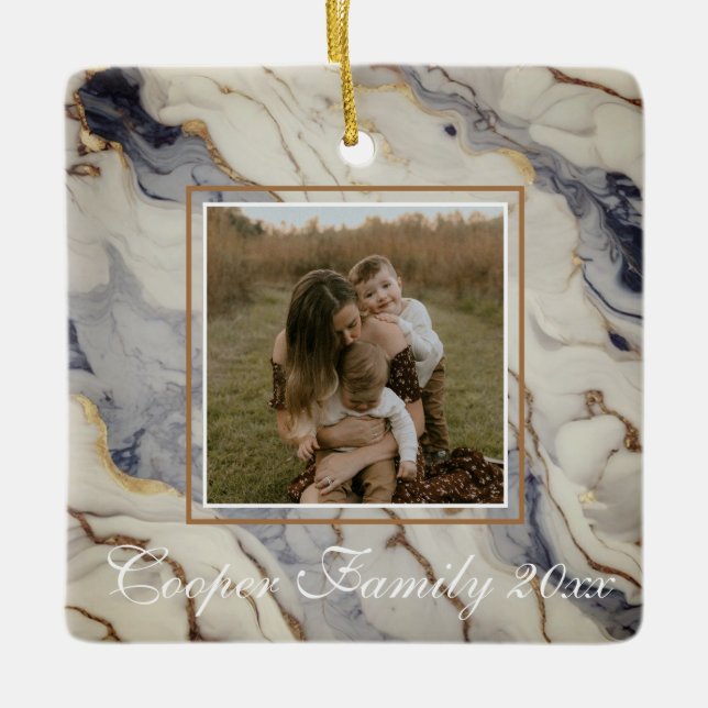 Adorno De Cerámica Elegante granito de cobre dorado azul (Anverso)