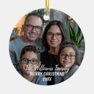 Adorno De Cerámica Elegante guión de foto familiar Feliz Navidad
