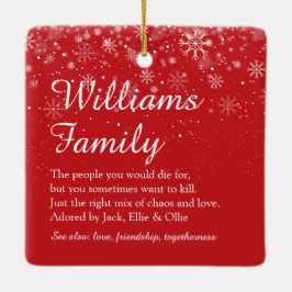 Adorno De Cerámica Elegante guión de la familia navideña Feliz