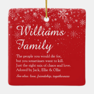 Adorno De Cerámica Elegante guión de la familia navideña Feliz