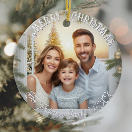 Adorno De Cerámica Elegante guión Elegante Foto Feliz Navidad