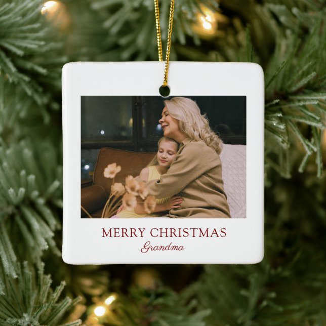 Adorno De Cerámica Elegante guión moderno Feliz Navidad Abuela (Árbol)