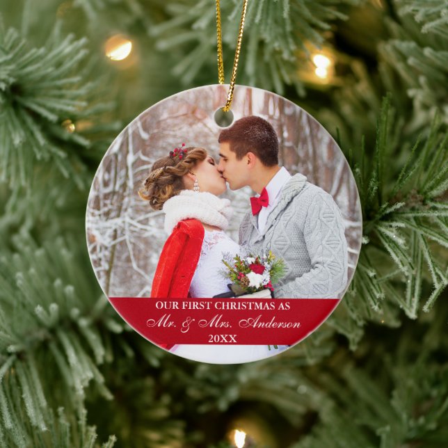 Adorno De Cerámica Elegante guión nuestro primer rojo de Navidad (Árbol)