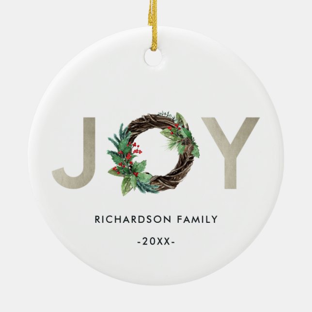 ADORNO DE CERÁMICA ELEGANTE HOLLY BERRY SILVER JOY WREATH NAVIDADES (Atrás)