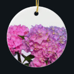 Adorno De Cerámica Elegante hortensias florales púrpura rosa<br><div class="desc">El romance rústico clásico. Hermosa Hydrangeas rosa, púrpura y azul. Foto de H Cooper</div>