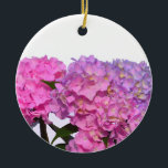 Adorno De Cerámica Elegante hortensias florales púrpura rosa<br><div class="desc">El romance rústico clásico. Hermosa Hydrangeas rosa,  púrpura y azul. Foto de H Cooper</div>