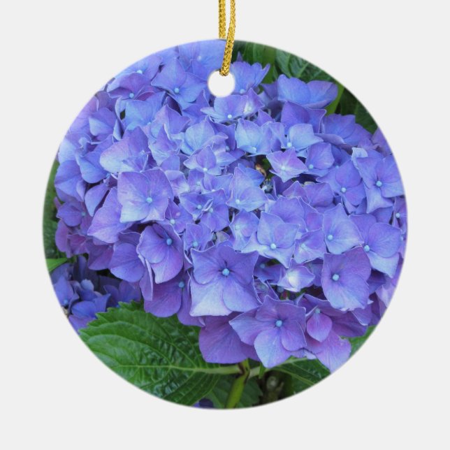 Adorno De Cerámica Elegante Hydrangeas Púrpura (Frente)