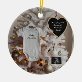 Adorno De Cerámica Elegante invitación de embarazo de árbol de Navida