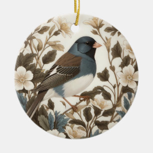 Adorno De Cerámica Elegante Junco de Ojos Oscuros Floral Crema