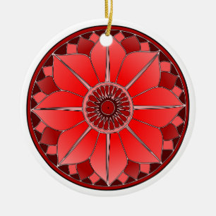 Adorno De Cerámica Elegante Mandala Rojo