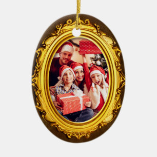 Adorno De Cerámica Elegante marco dorado Personalizado de fotografía 