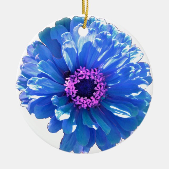 Adorno De Cerámica Elegante margarita azul floral (Frente)