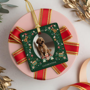 Adorno De Cerámica Elegante Mascota floral Navidades fotográficos des