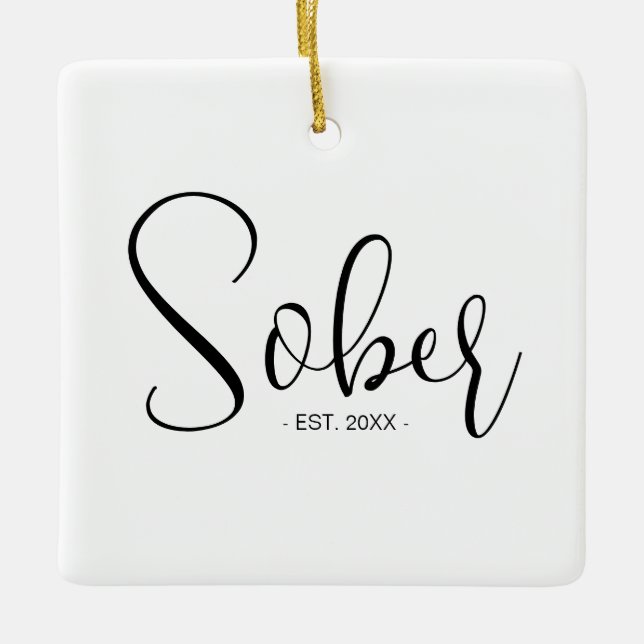 Adorno De Cerámica Elegante Minimal Sober Date Keepsake (Anverso)