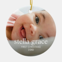 Elegante Minimalista Primera Navidad del Bebé Foto