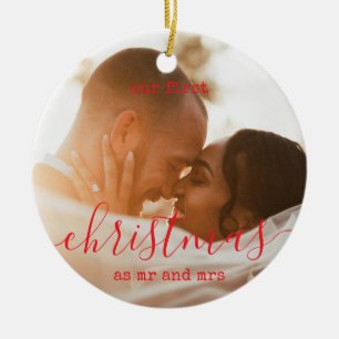Adorno De Cerámica Elegante Mínimo Primera Navidad Foto y Texto