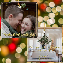 Adorno De Cerámica Elegante Moderno Guión Mínimo Cita Mistletoe Gold