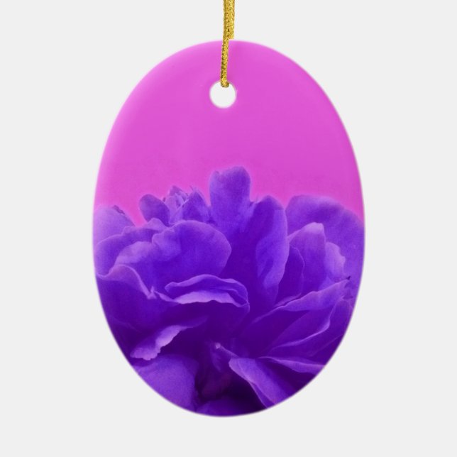 Adorno De Cerámica Elegante morado frambuesa floral (Frente)