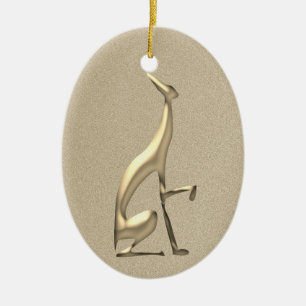 Adorno De Cerámica Elegante Navidad de Oro