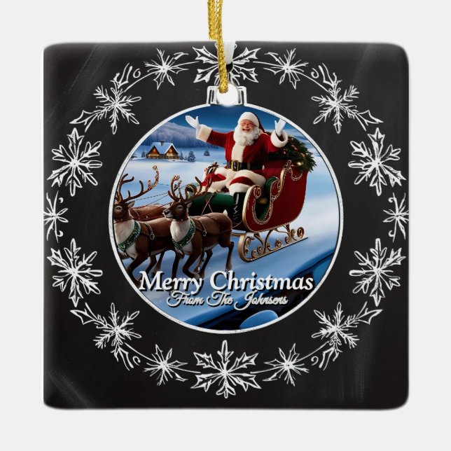 Adorno De Cerámica Elegante Navidad simple y elegante de la familia V (Anverso)