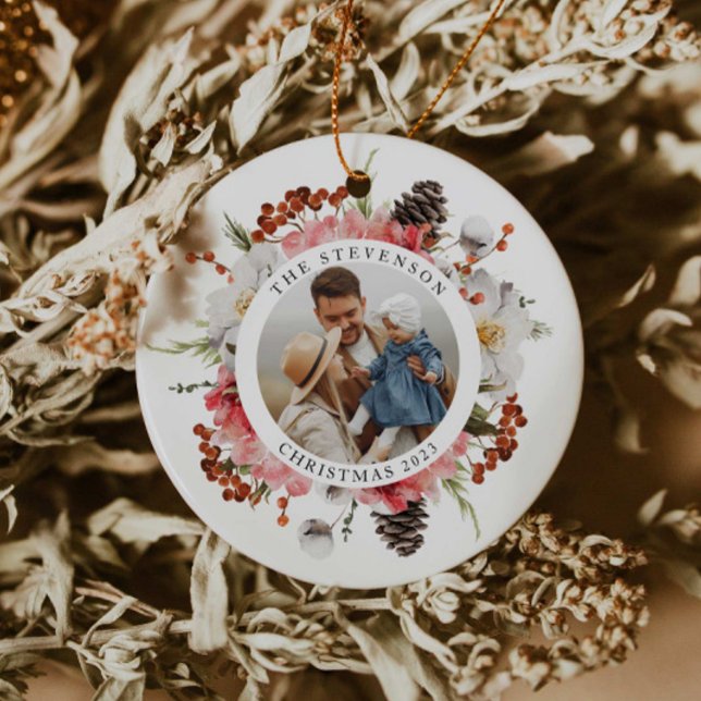 Adorno De Cerámica Elegante Navidades de fotografía de la familia Red (Subido por el creador)