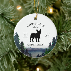 Adorno De Cerámica Elegante Navidades de nombre familiar francés