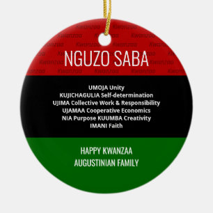 Adorno De Cerámica Elegante NGUZO SABA Happy Kwanzaa personalizado
