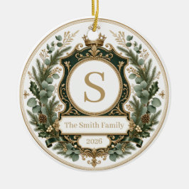 Adorno De Cerámica Elegante nombre de familia personalizado monograma