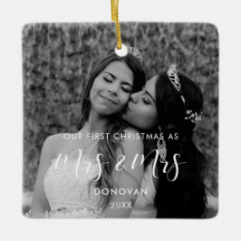 Adorno De Cerámica Elegante Nuestra Primera Navidad como Sra. y Sra. 