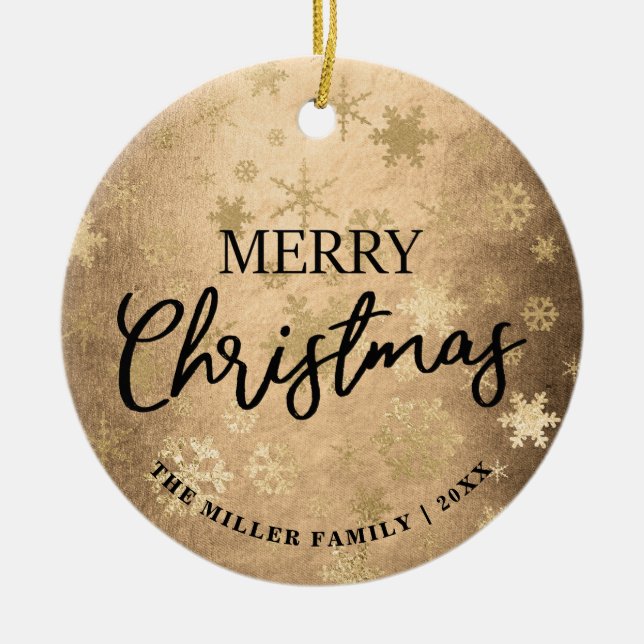 Adorno De Cerámica Elegante patrón de copo de nieve de la Feliz Navid (Frente)