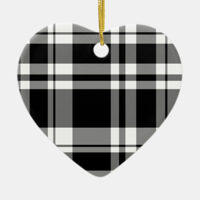 Adorno De Cerámica elegante patrón de plaqueta blanca negra (Frente)