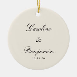 Adorno De Cerámica Elegante Personalizado de Boda de marfil con guión