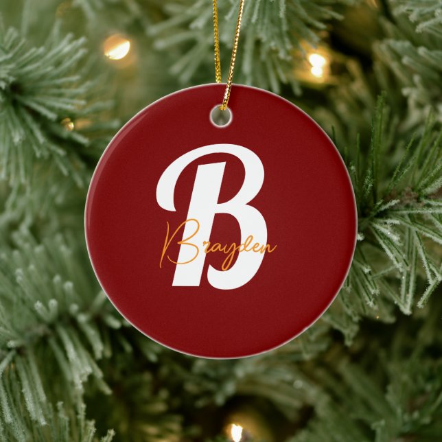 Adorno De Cerámica Elegante personalizado de Monograma (Árbol)