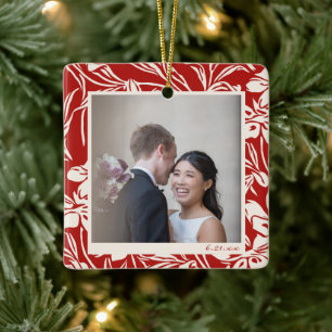 Adorno De Cerámica Elegante Personalizado del patrón floral rojo